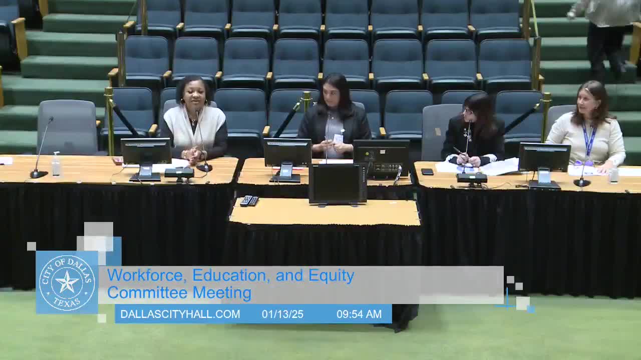 Dallas HR and DPD describe upskilling pilot for non‑uniform security officers; committee asks for updated salary data
