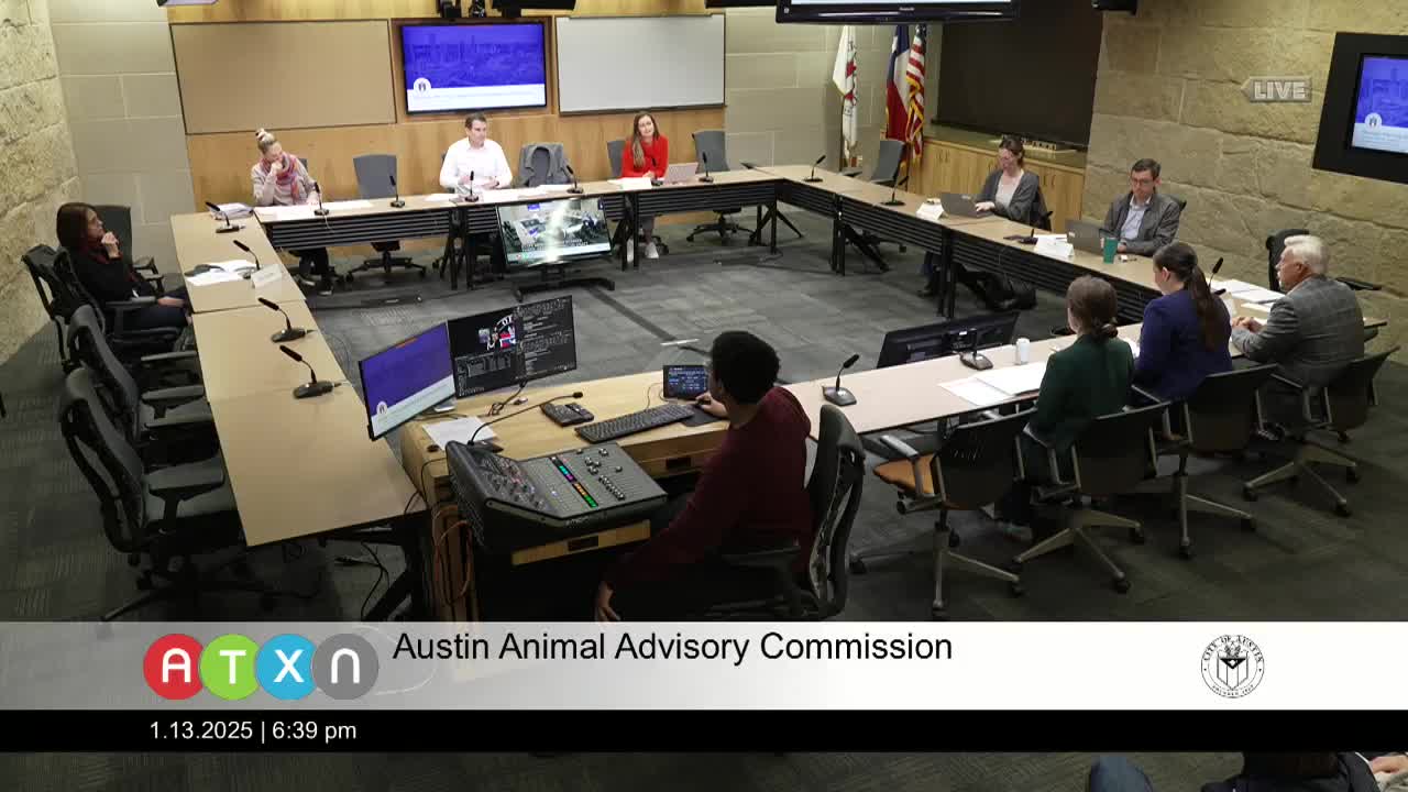 Austin staff present draft Animal Services strategic plan; commissioners and volunteers urge funding, clarity on intake and measures