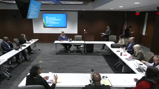 Applicant seeks lower-density designation and SF‑6 zoning at 509 Austin Street; staff cannot recommend comp-plan amendment