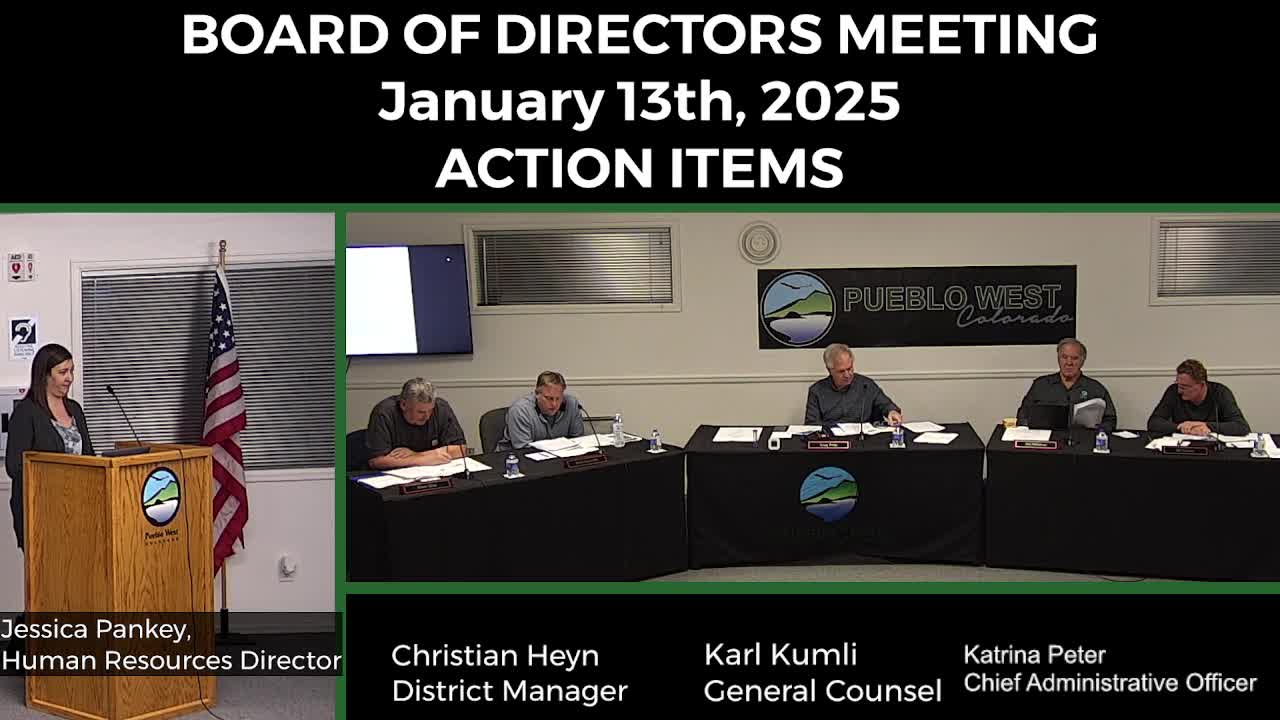 Pueblo West board adopts bylaws and personnel policies, accepts $1.5M pipe project work and approves water-tank design contract