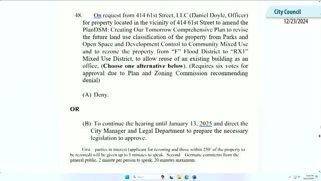 Council denies rezoning for 414 61st Street after resident raises floodplain concerns