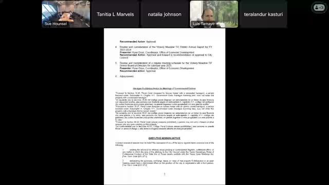 Victory Meadows TIF board approves FY2023–24 annual report, tentatively sets 2025 meeting dates