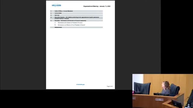 Hilliard City Council recesses to executive session to discuss appointment under Charter section 2.101