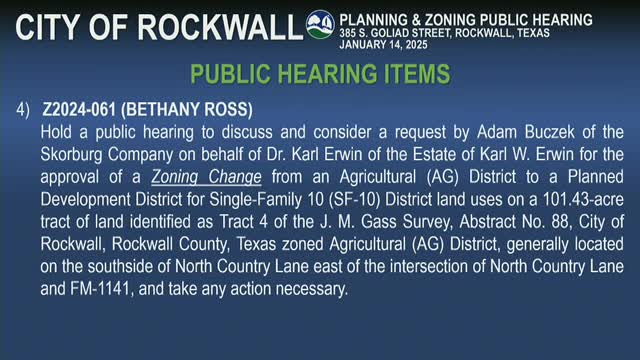 Rockwall planning commission tables 101‑acre Irwin Farms rezoning after residents raise lot‑size, traffic and drainage concerns