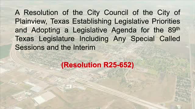 Plainview council adopts legislative agenda for 89th Texas Legislature