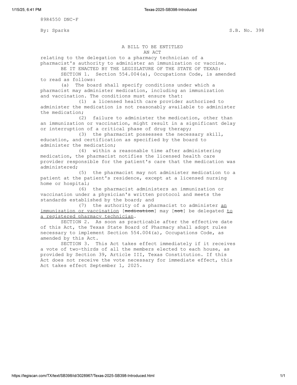 Texas lawmakers propose bill enabling pharmacy technicians to administer vaccinations