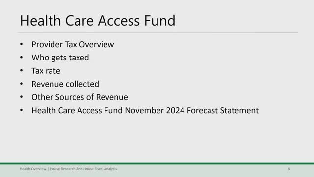 House staff brief lawmakers on Health Care Access Fund, provider tax projections