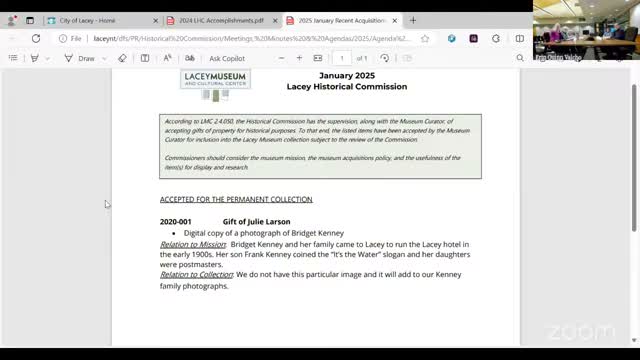 Commission approves donation of historical photograph of 'Bridal Kenny' to museum collection