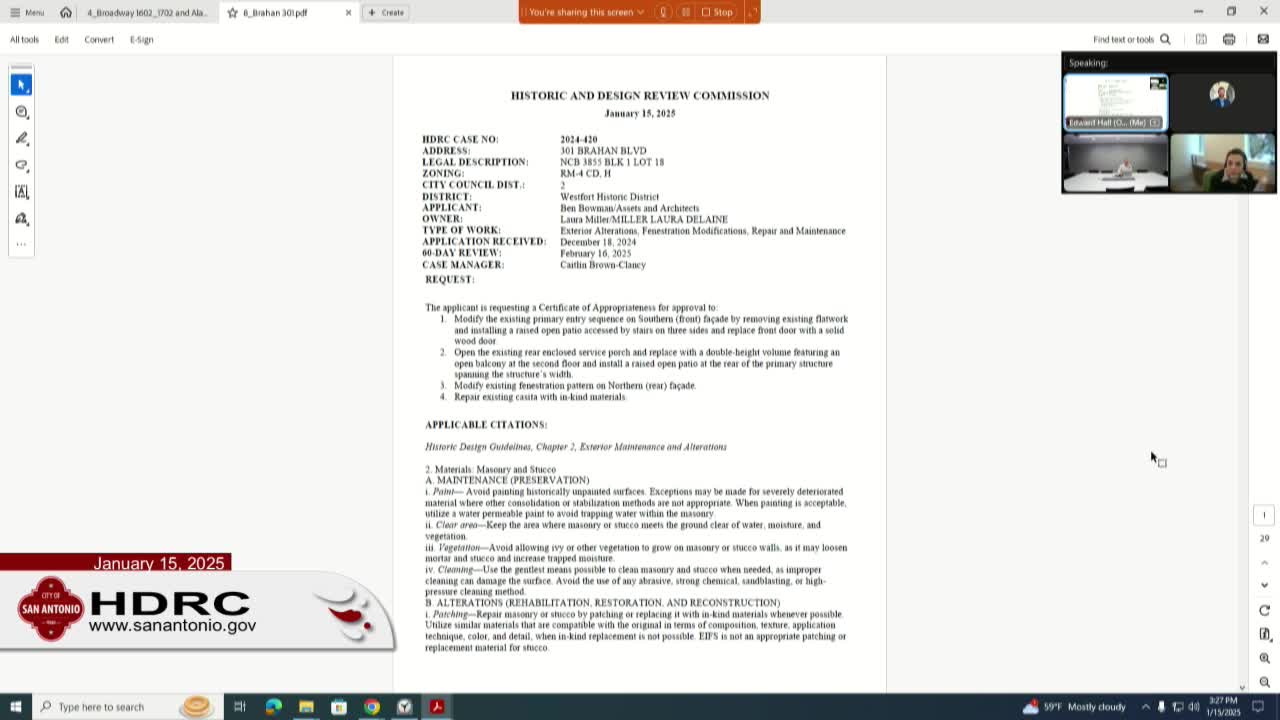 Commission requires handrails in style of house for 301 Bridal porch alteration