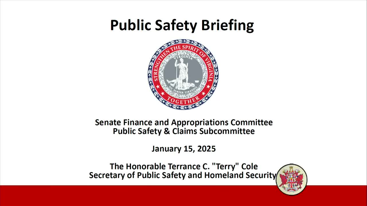 Virginia public-safety secretary briefs subcommittee on fentanyl seizures, trafficking operations, drones and first-responder wellness
