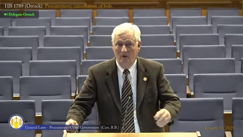 Subcommittee narrows procurement bill to local governments, adopts amendments (HB 1789)