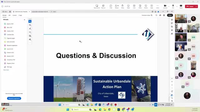 Urbandale council reviews Sustainable Urbandale Action Plan; staff to start website and native‑plant zoning work