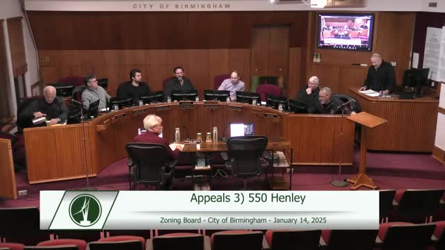 BZA postpones decision on large front/rear setback variances for 550 Henley to allow staff review