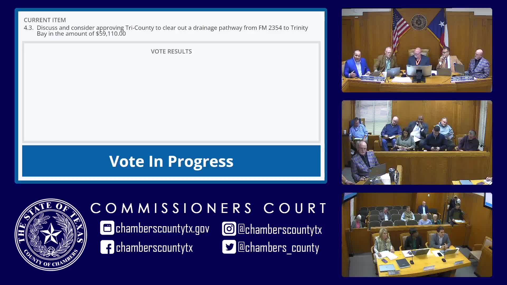 Chambers County commissioners approve multiple contracts, budget items and code updates; several items tabled