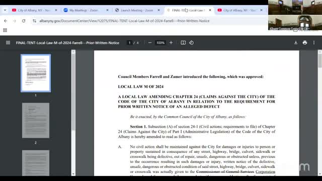 Albany holds public hearing on Local Law M of 2024; no public comments