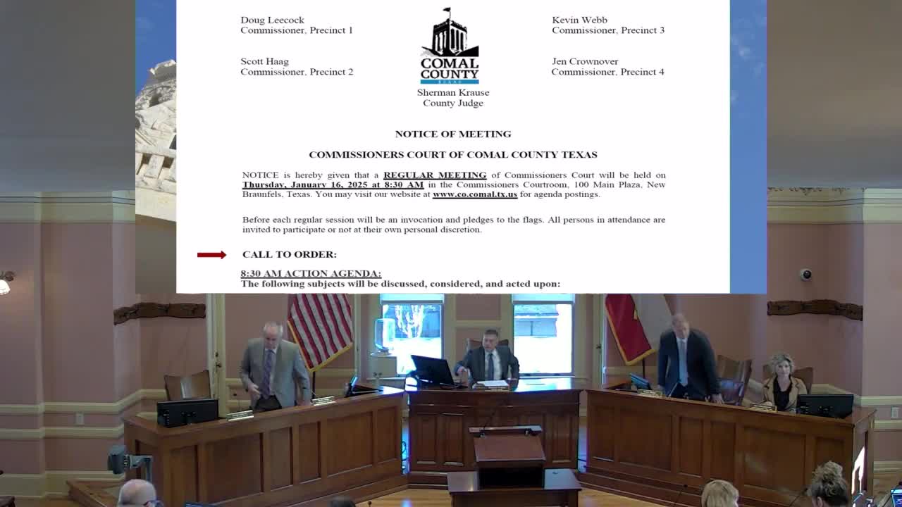 Comal County Commissioners approve routine claims, transfers and 17 action items including burn ban and property purchase