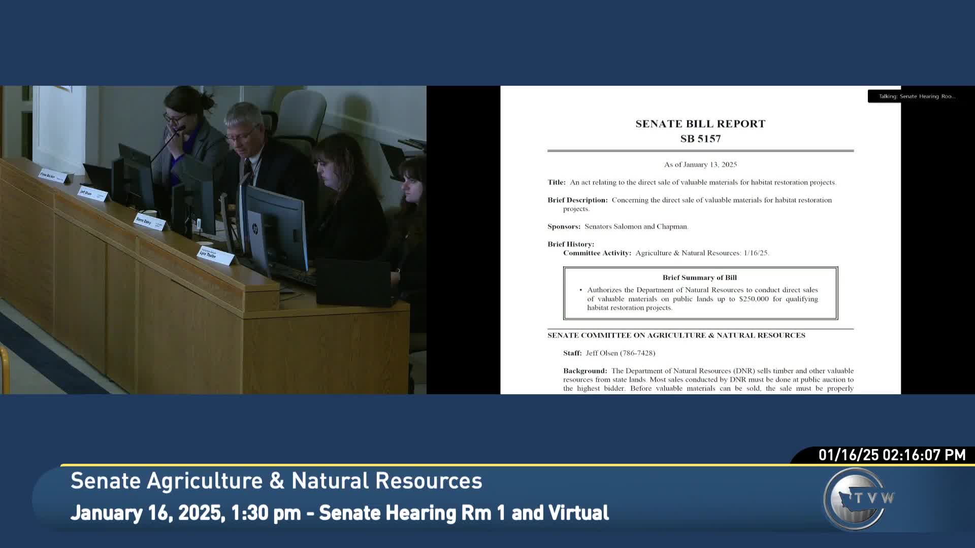 Bill would let DNR sell larger quantities of timber and other materials directly to habitat restoration projects