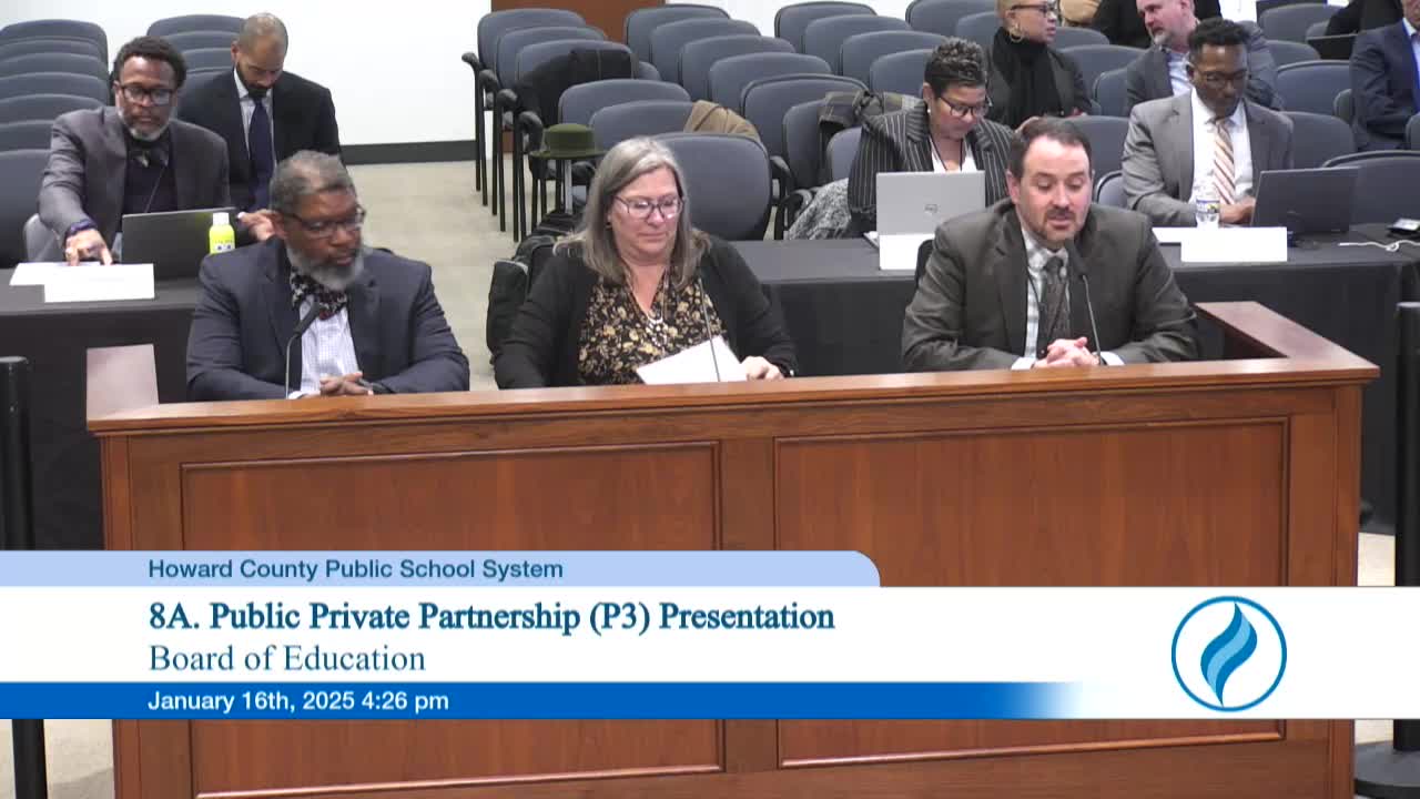 Board hears how Prince George's County used P3s to accelerate school construction; Howard County staff begin feasibility steps