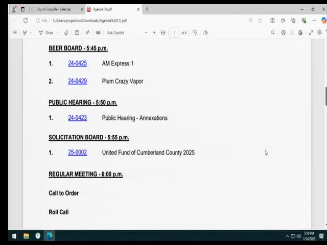 Public hearing on annexation of parcel 112lspacecspace014.00 ends with no public comment