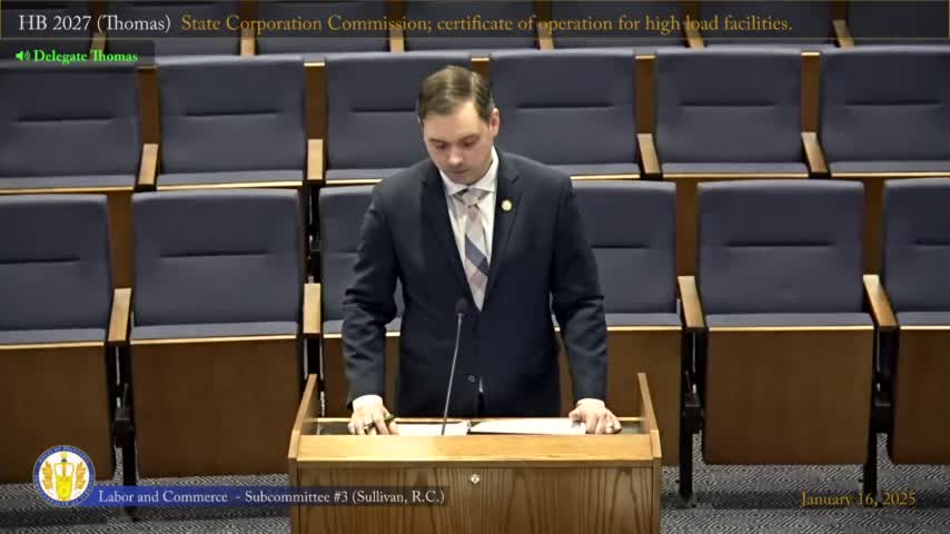 Subcommittee advances bill directing SCC to study a separate data‑center customer class