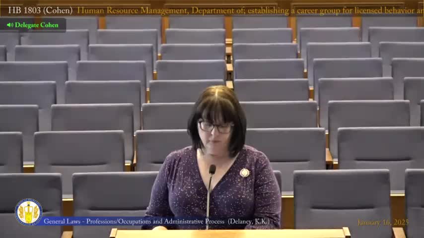 Subcommittee sends HB 1803 to report to create advisory group on career classification for licensed behavior analysts