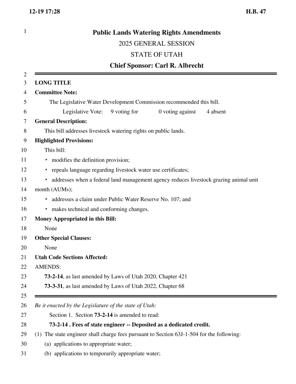 Utah legislators revise water rights application fees under new guidelines