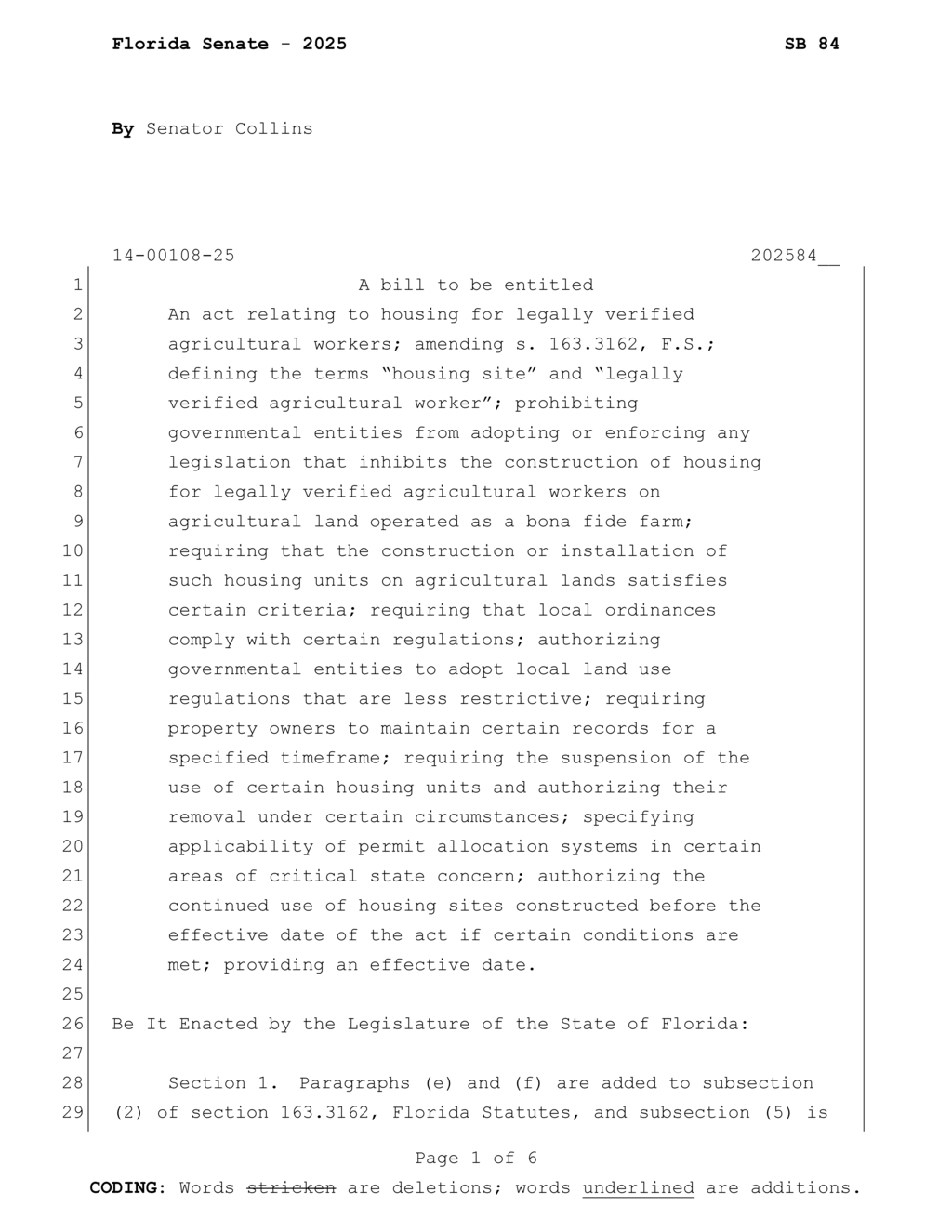 Florida Senate proposes building standards for migrant farmworker housing by 2025