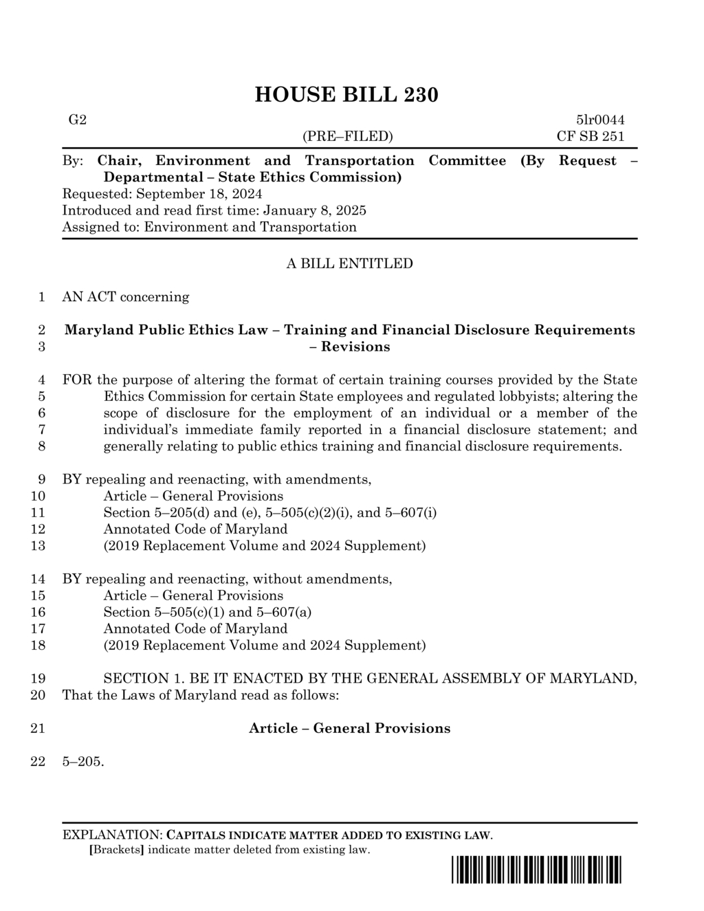 Maryland lawmakers revise ethics training and financial disclosure requirements for state employees