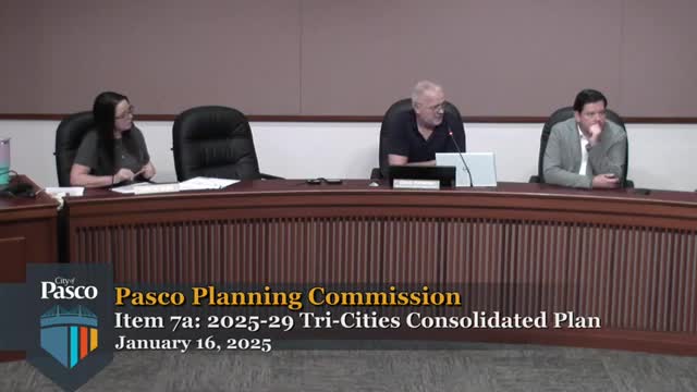 Pasco staff previews 2025–29 HUD consolidated plan; public hearing held as workshop because no quorum