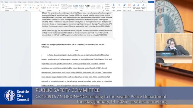 Seattle Council debates SPD's use of blast balls amid concerns over public safety risks