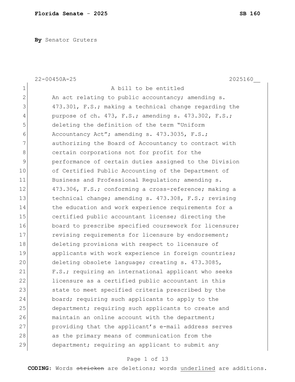 Florida Senate approves SB 160 for international CPA licensure amid stricter certification rules