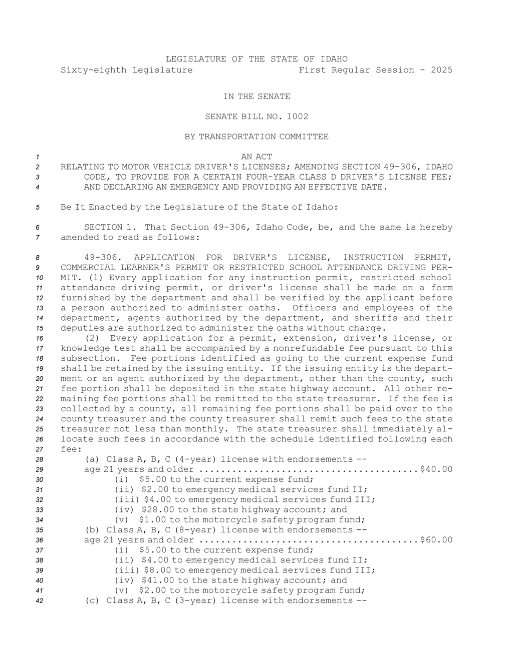 Idaho sets new fees for driver's licenses and motorcycle endorsements