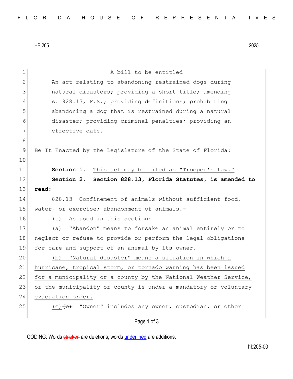 Florida House passes HB 205 criminalizing looting during natural disasters