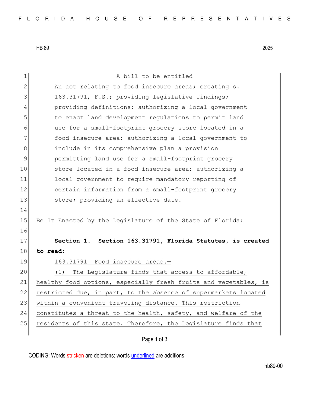 Florida Legislature proposes bill to address food insecurity with small grocery stores