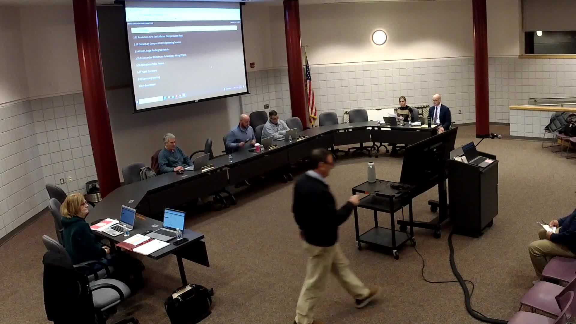 Operations committee reviews LRP updates: turf finished, doors and exterior repairs done; Penn London wiring and elementary HVAC to be bid