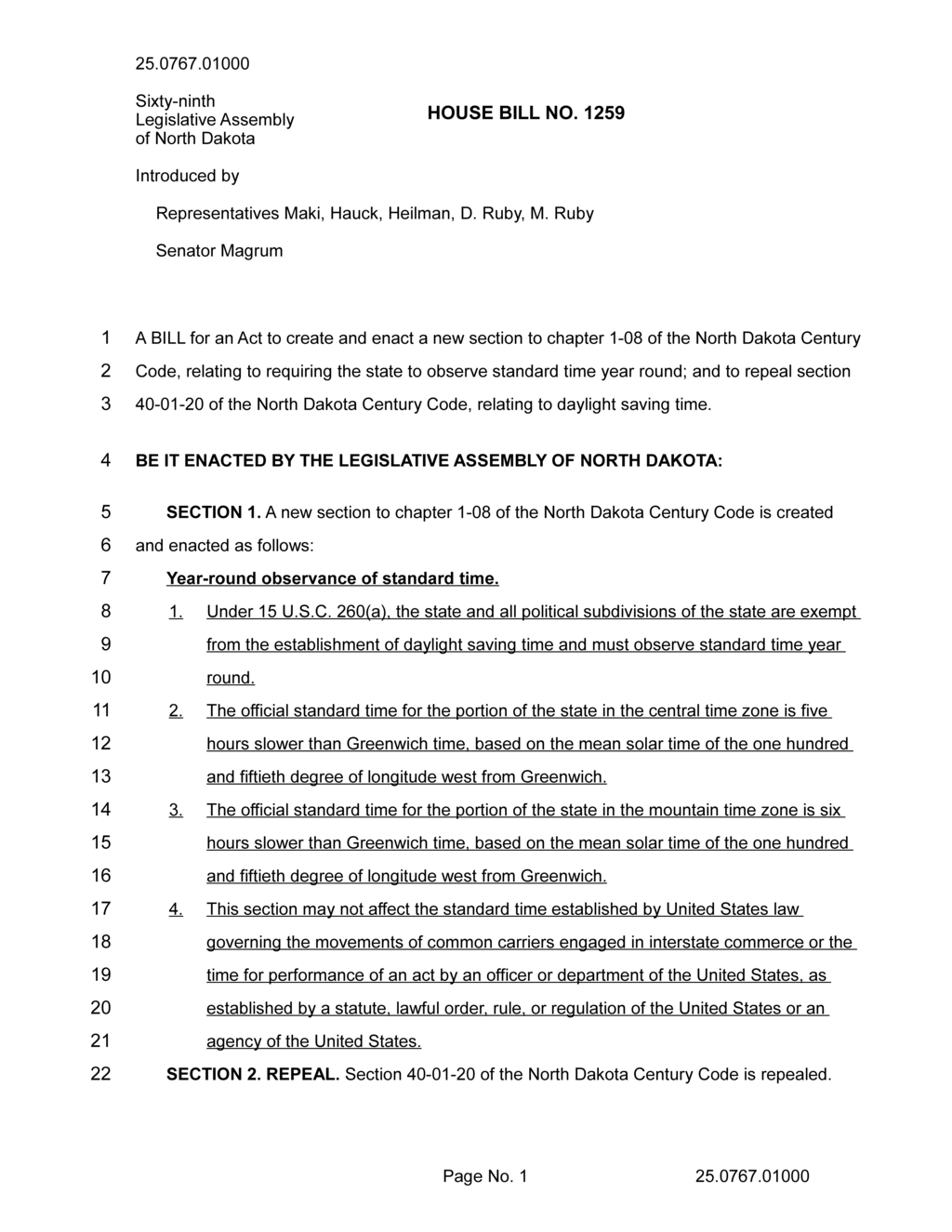 North Dakota Assembly passes bill to eliminate daylight saving time and adopt standard time year-round
