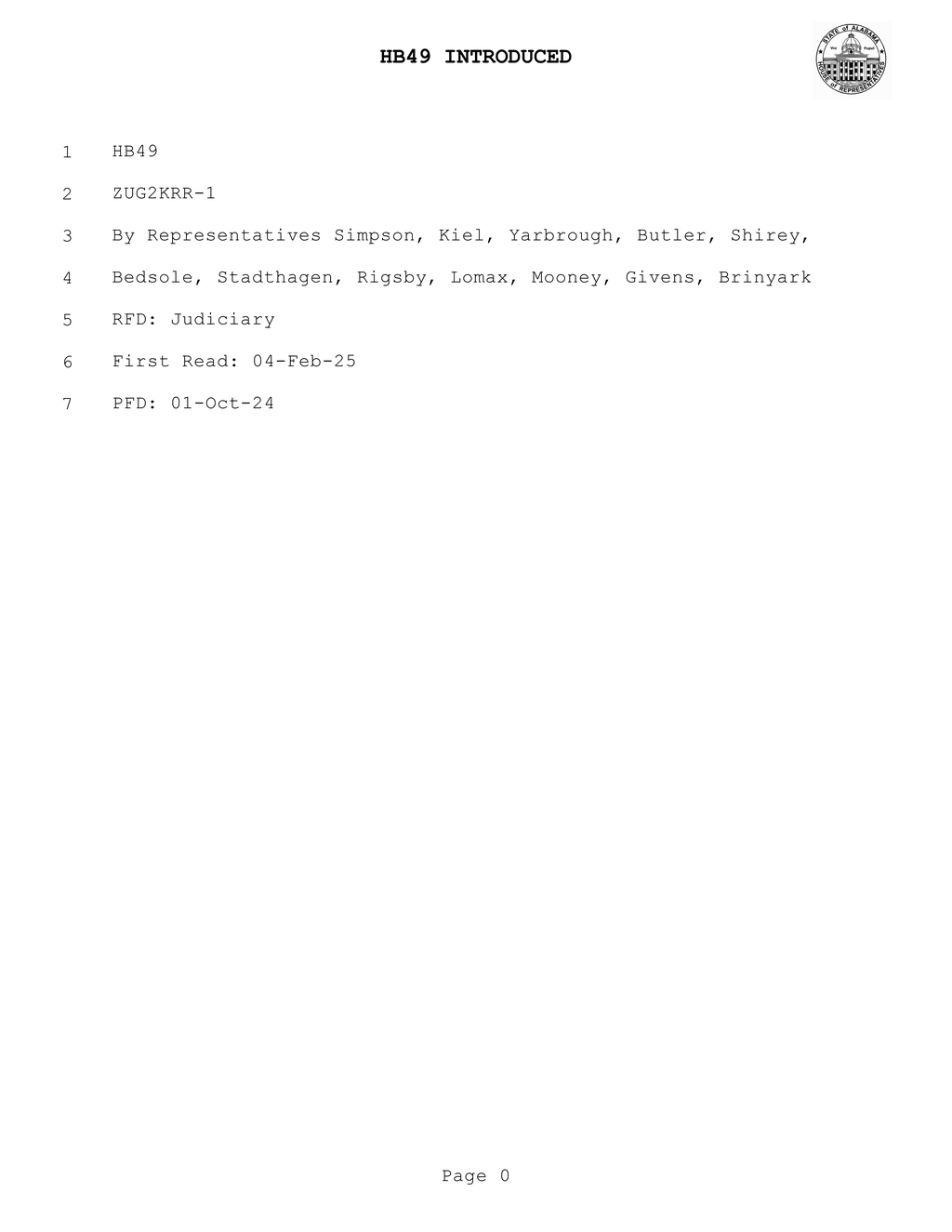 New HB49 bill outlines aggravating circumstances for capital offenses in Alabama