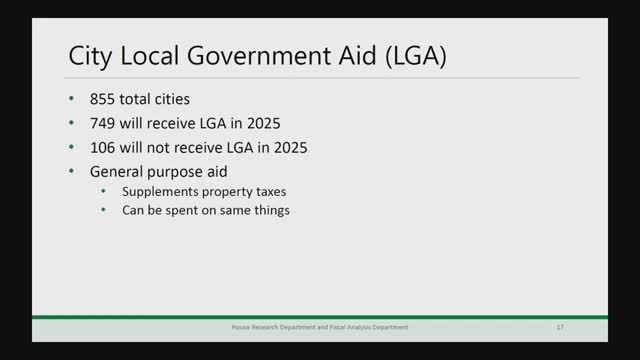 House Tax Committee hears details on local-aid programs: LGA, township aid and county program aid