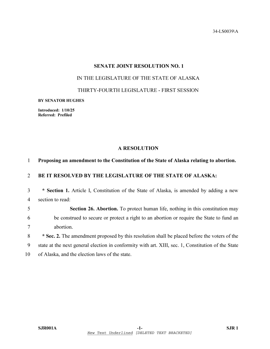 Senator Hughes proposes amendment to Alaska Constitution banning abortion rights