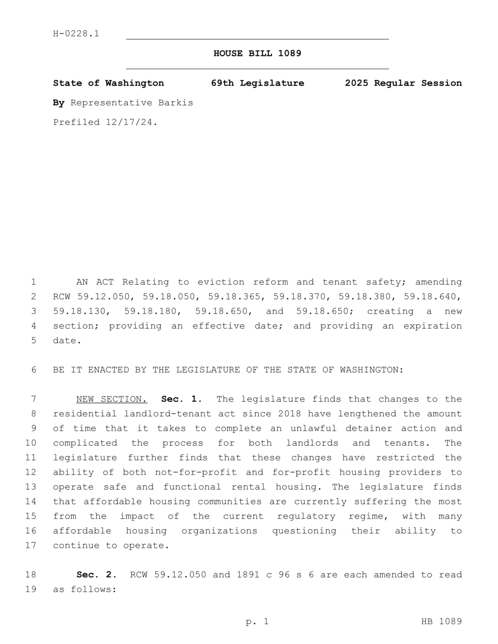 Washington landlords may end periodic tenancies with 60 days notice under new rules