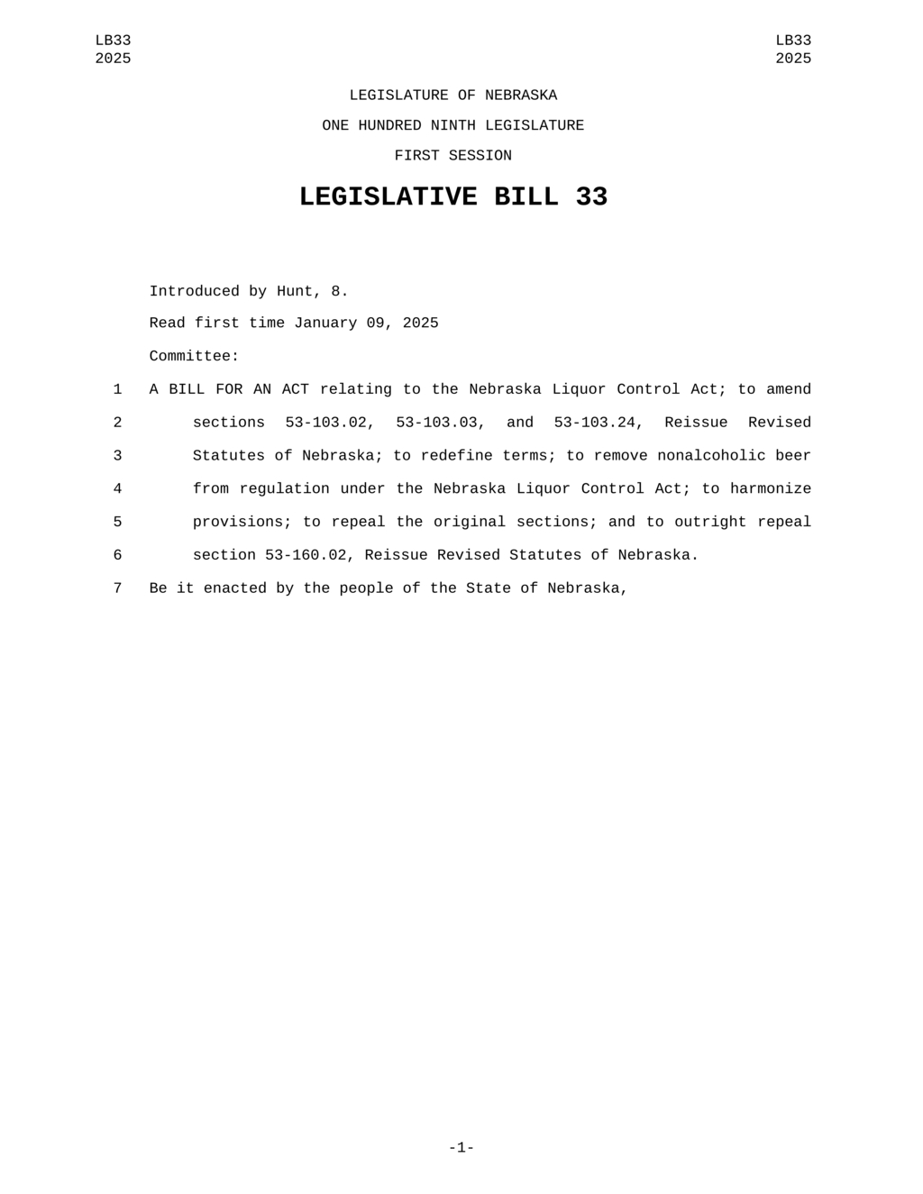 Nebraska updates liquor laws to clarify definitions of alcoholic and nonalcoholic beverages