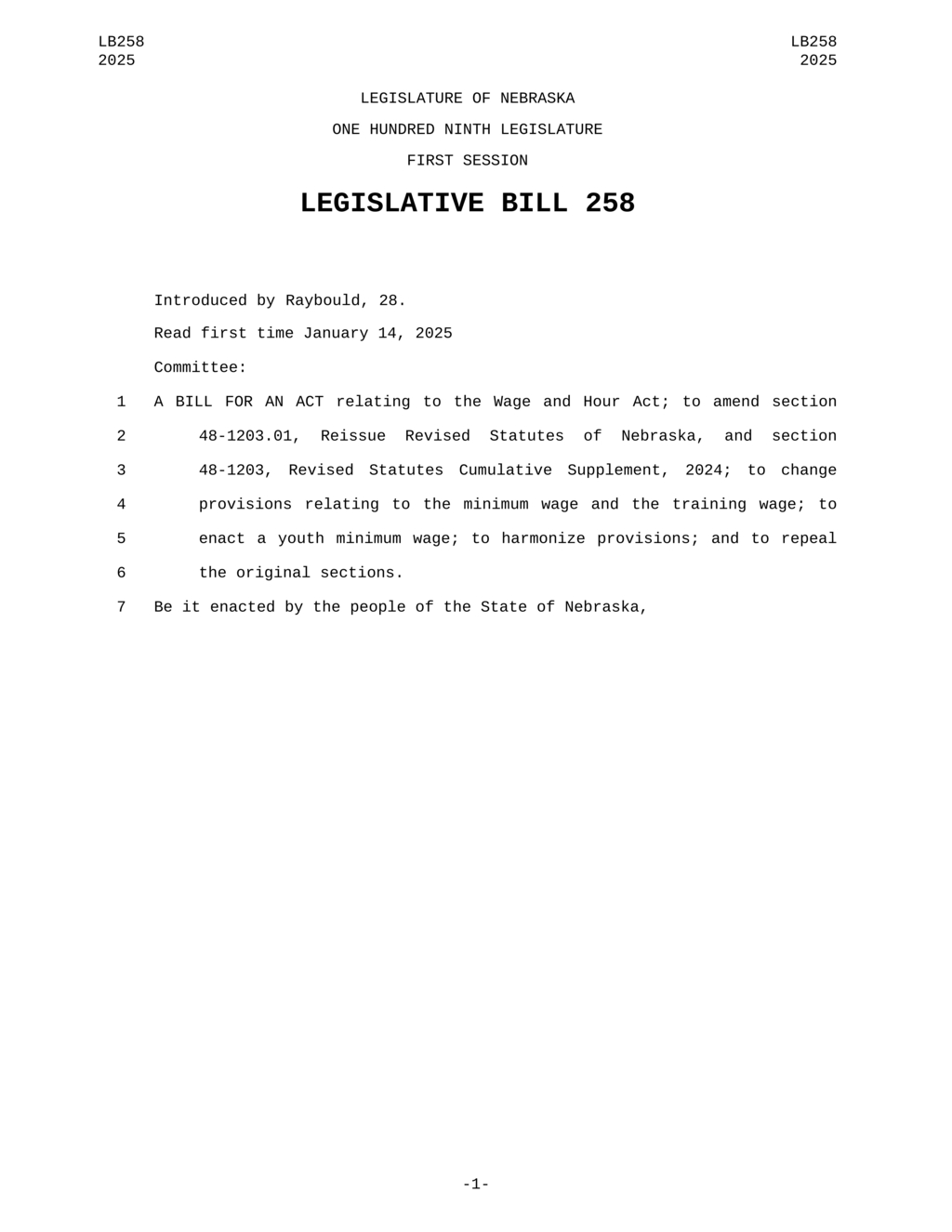 Nebraska lawmakers update minimum wage provisions for student-learners and young employees
