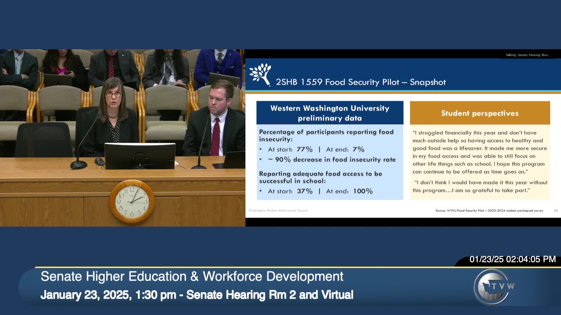Senate hearing: bill would make Passport to Careers an entitlement and raise award to $5,000; students and university staff urge passage