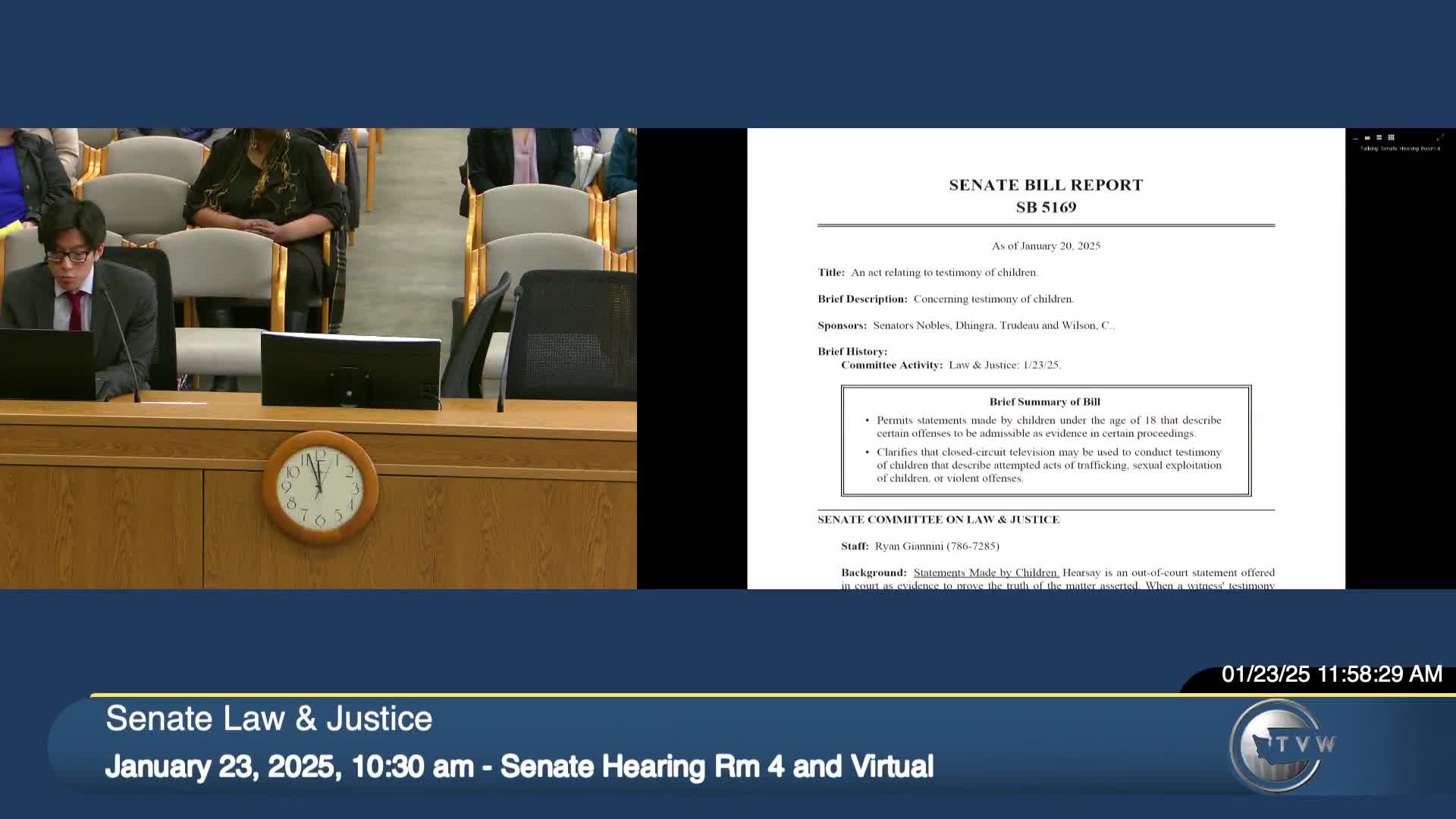 Senator Nobles champions SB 5169 to protect child witnesses in violent crime cases