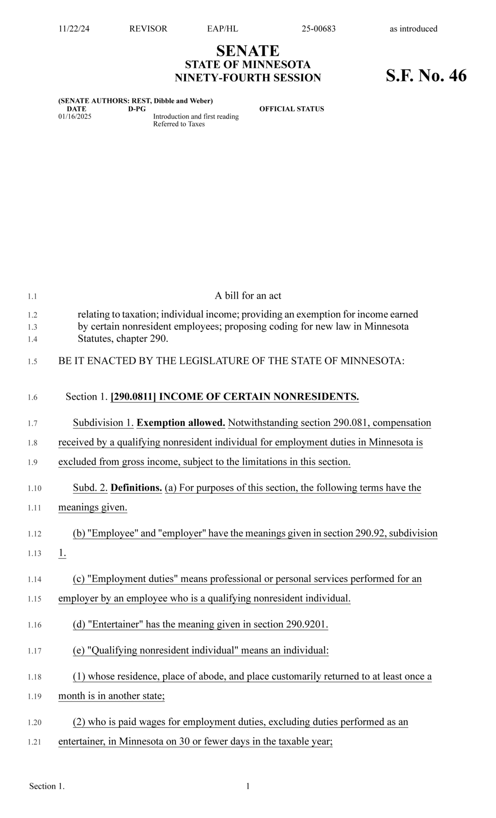 Minnesota proposes new tax rules for nonresident employees working across state lines
