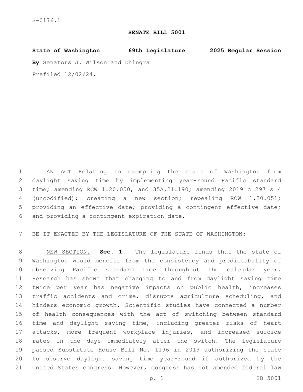 Washington State repeals daylight saving time laws effective November 2025