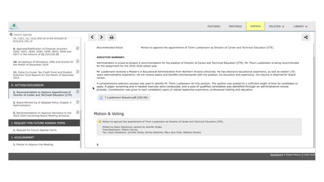 Dysart Unified governing board elects president and clerk; approves CTE director appointment and routine policy monitoring