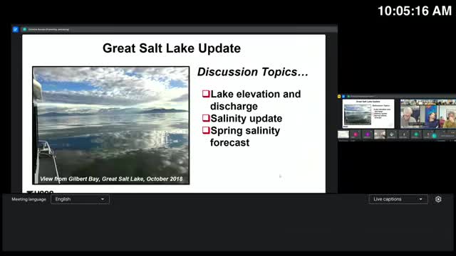 Great Salt Lake salinity easing but mass still high; winter–spring forecasts show continued northward export