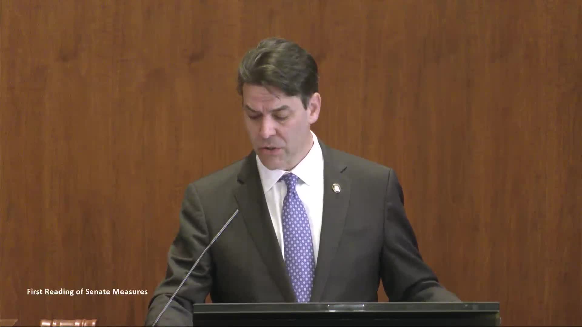 Senate clerk reads first readings: dozens of measures introduced for short session