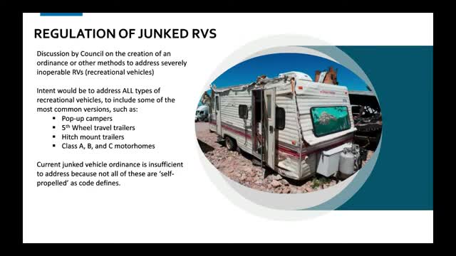 Bruceville‑Eddy council debates junked RV regulation, asks staff for draft ordinance